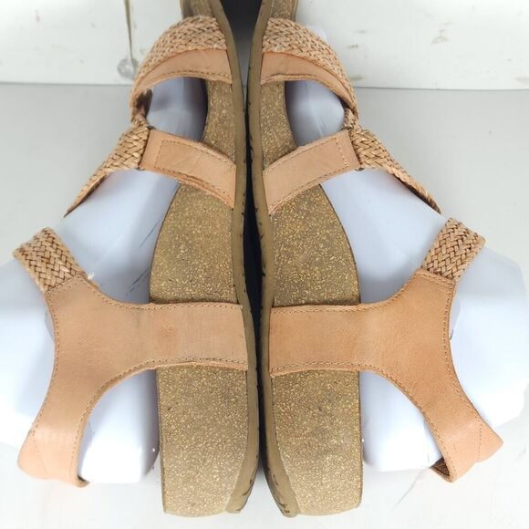 Taos Women’s Trulie US9-9,5 Cantaloupe Leather Woven Cork Wedge Strappy Sandals - Picture 16 of 16